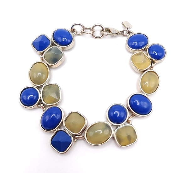 Banana Republic Jewelry - Banana Republic Gold Tone Blue Yellow Acrylic Gem Bracelet Women's Jewelry